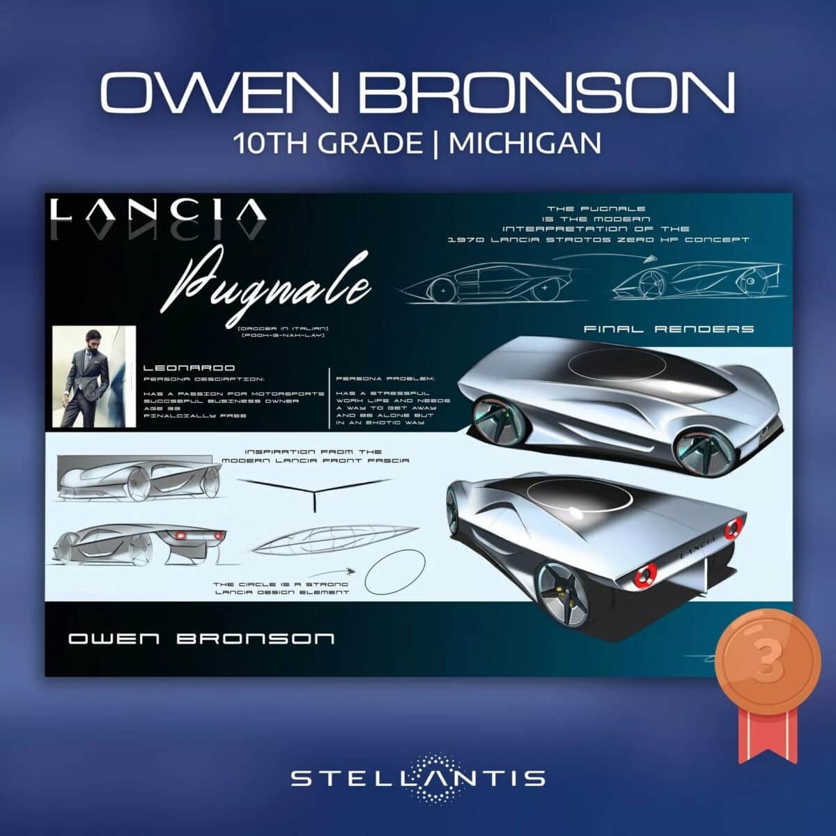 Концепт Lancia Pugnale, получивший третье место в конкурсе Drive for Design 2024 / © Owen Bronson
