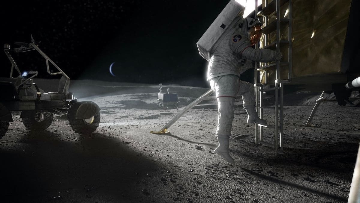Высадка астронавтов на Луне в рамках миссии «Артемида III», фантазия художника / © NASA