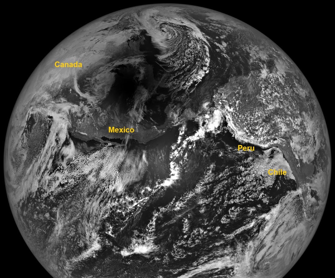 Земля во время полного солнечного затмения 8 апреля 2024 года, снимок зонда Lunar Reconnaissance Orbiter / © NASA / GSFC / Arizona State University