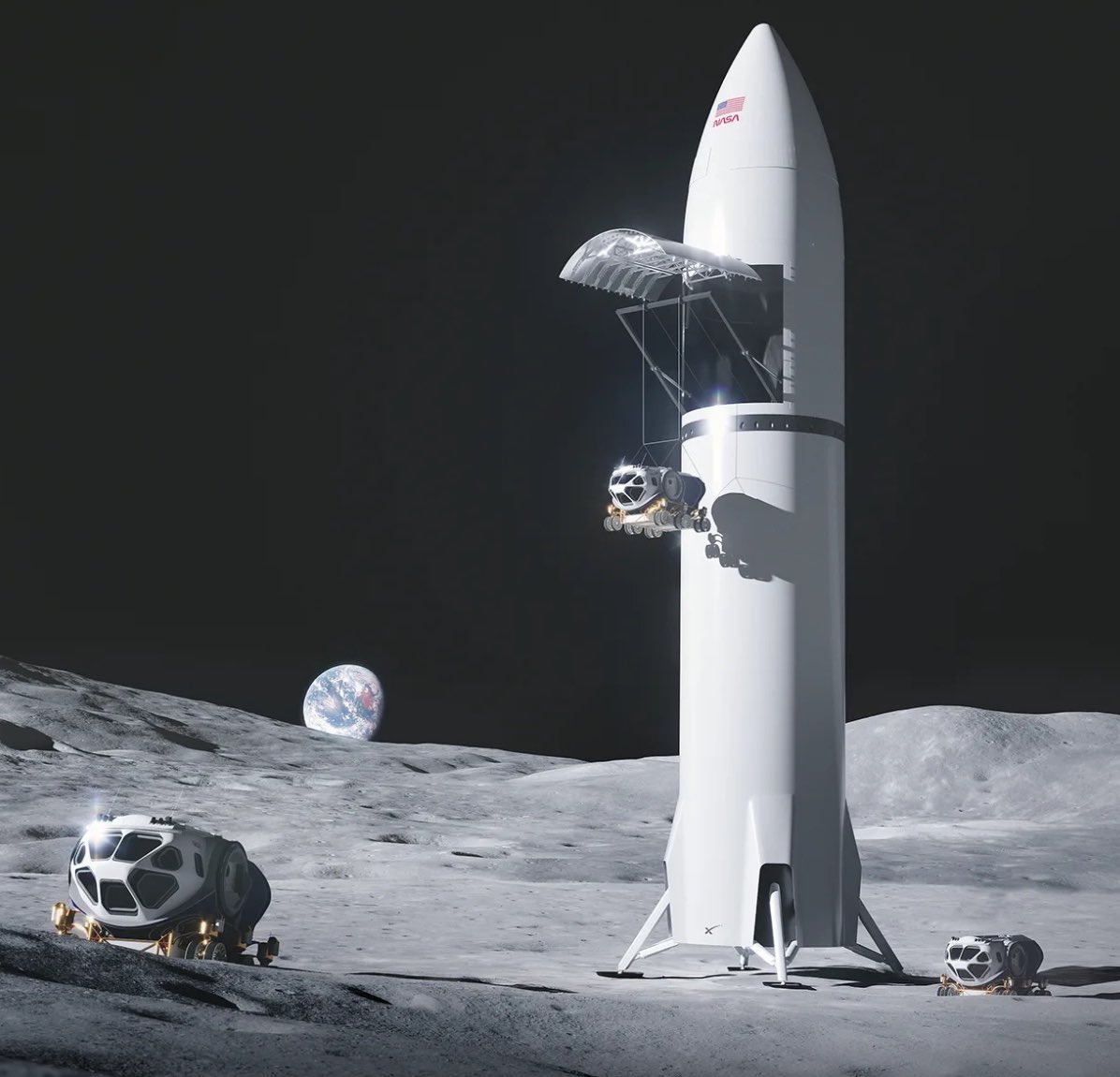 Концепт грузового варианта посадочной системы от SpaceX / © NASA