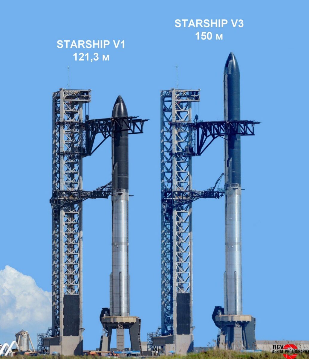 Современная версия Starship (слева) и Starship для полетов на Марс (справа) / © RGV