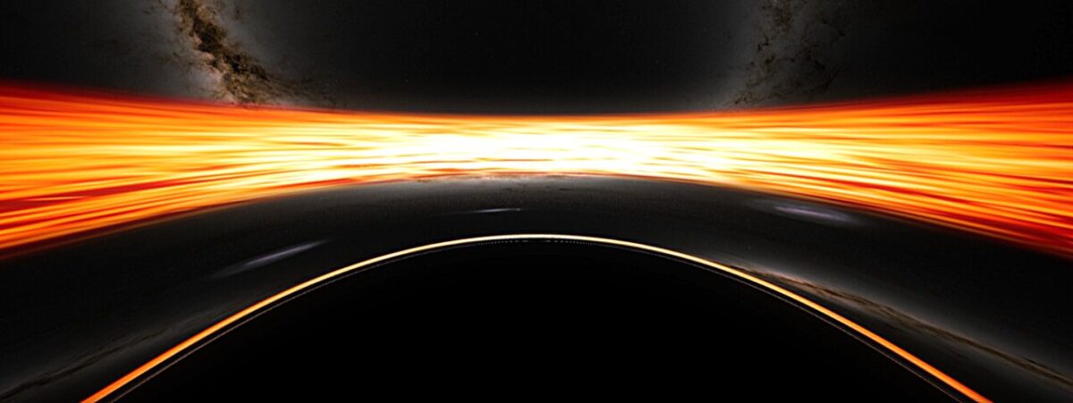 Фрагмент из визуализации, погружения в точку невозврата вокруг черной дыры / © NASA Goddard