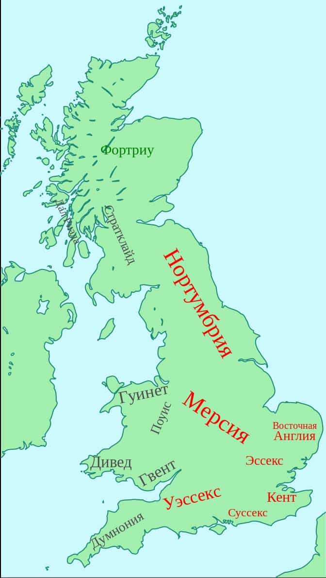 карта средневековой Британии