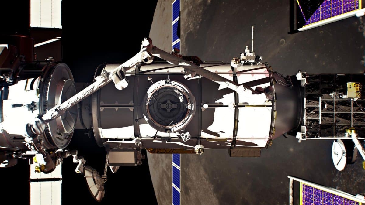 Концепт модуля HALO, в центре — стыковочный порт для Starship и Blue Moon / © NASA / Alberto Bertolin, Bradley Reynolds