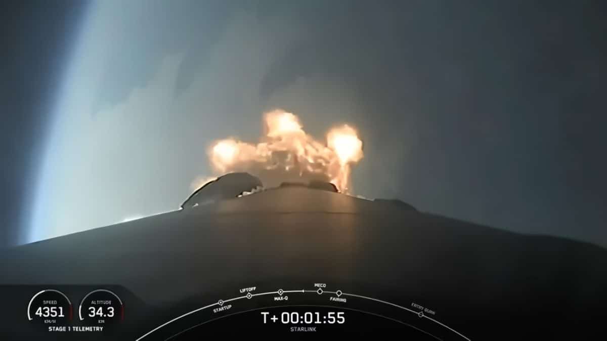 Вторая ступень ракеты Falcon 9 во время запуска спутников Starlink 12 июля 2024 года / © SpaceX