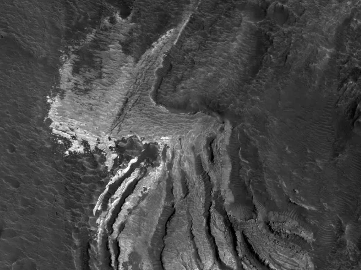 Силуэт, напоминающий дятла на поверхности Марса / © NASA / JPL-Caltech / University of Arizona