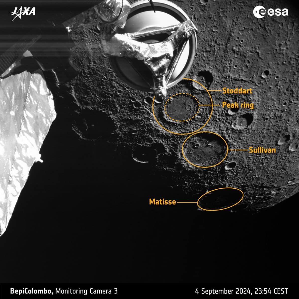 Снимок Меркурия, сделанный исследовательским зондом BepiColombo 4 сентября © ESA / BepiColombo / MTM