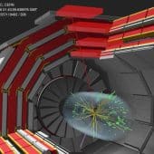 Схема предположительного момента распада W-бозона на мюон и нейтрино / © CMS/CERN