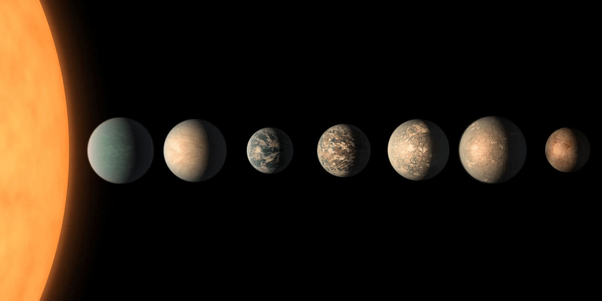 Планетная система TRAPPIST-1 в представлении художника