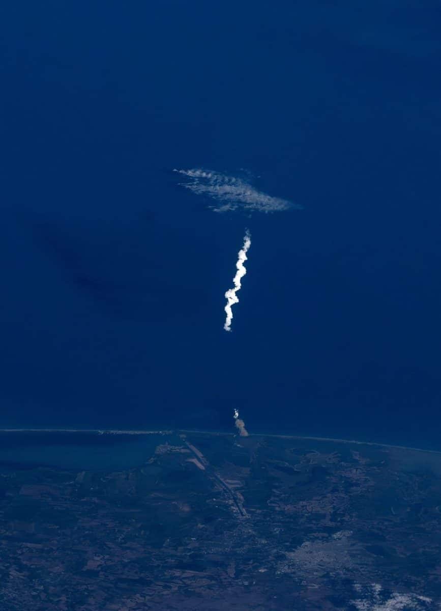 Шестой испытательный полет Starship, снимок сделан с борта МКС / © NASA / Don Pettit