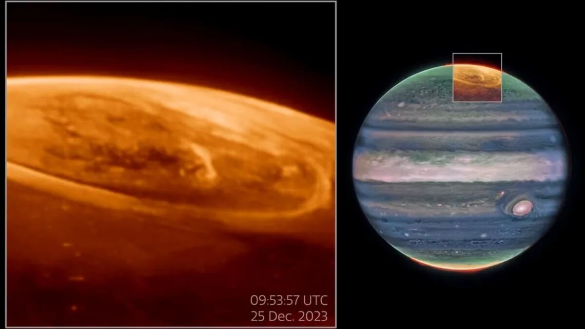 Полярные сияния Юпитера / © NASA, ESA, CSA, Jonathan Nichols (University of Leicester), Mahdi Zamani (ESA / Webb)