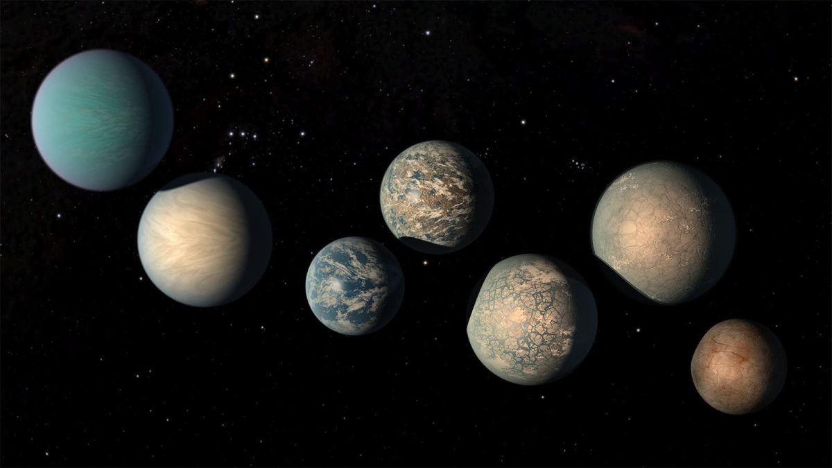 Экзопланеты системы TRAPPIST-1 в представлении художника