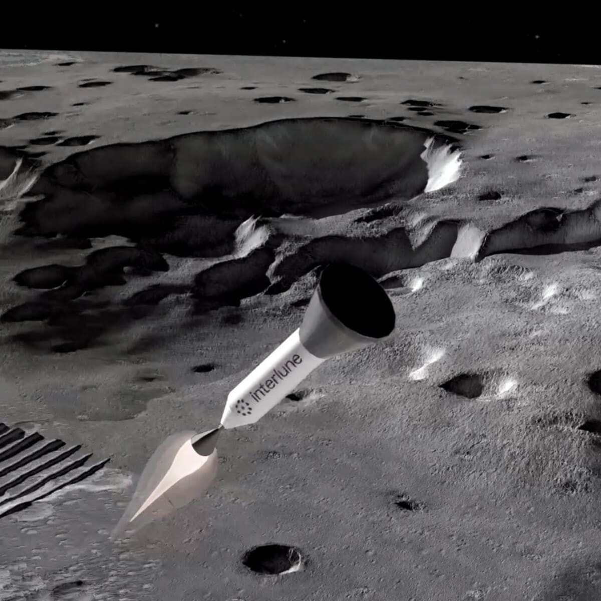 Художественное изображение ракеты с капсулой, содержащей гелий-3, которая отправляется на Землю / © Interlune