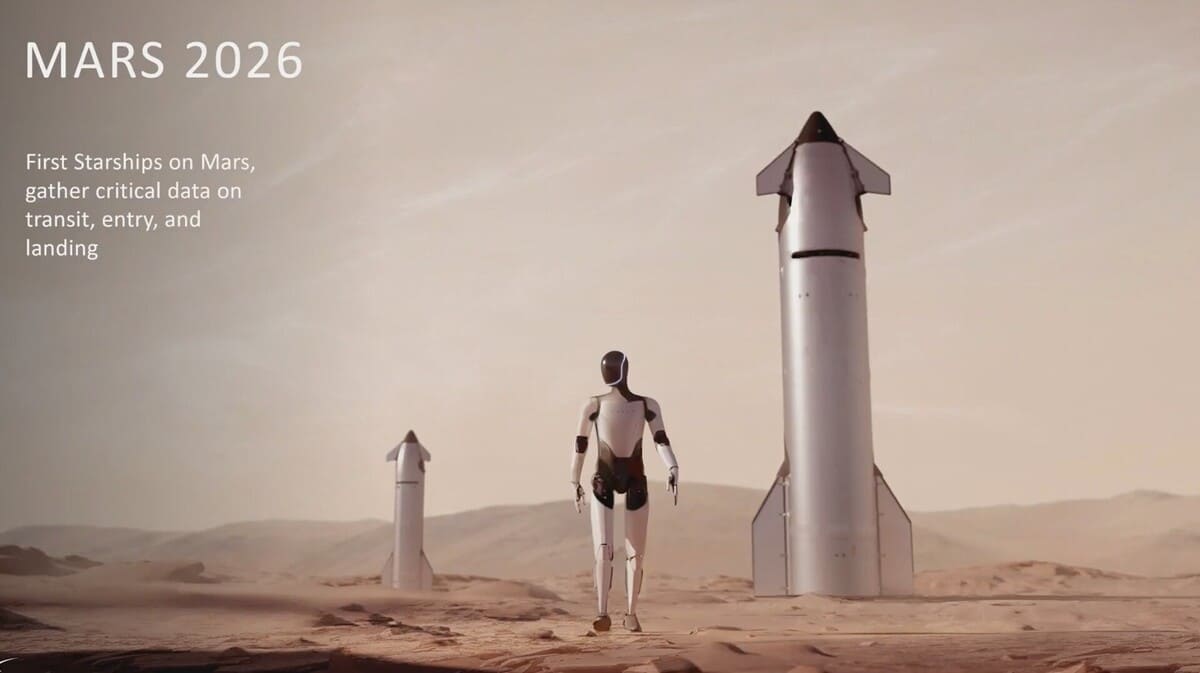 Художественное изображение человекоподобного робота Optimus на Марсе / © SpaceX  