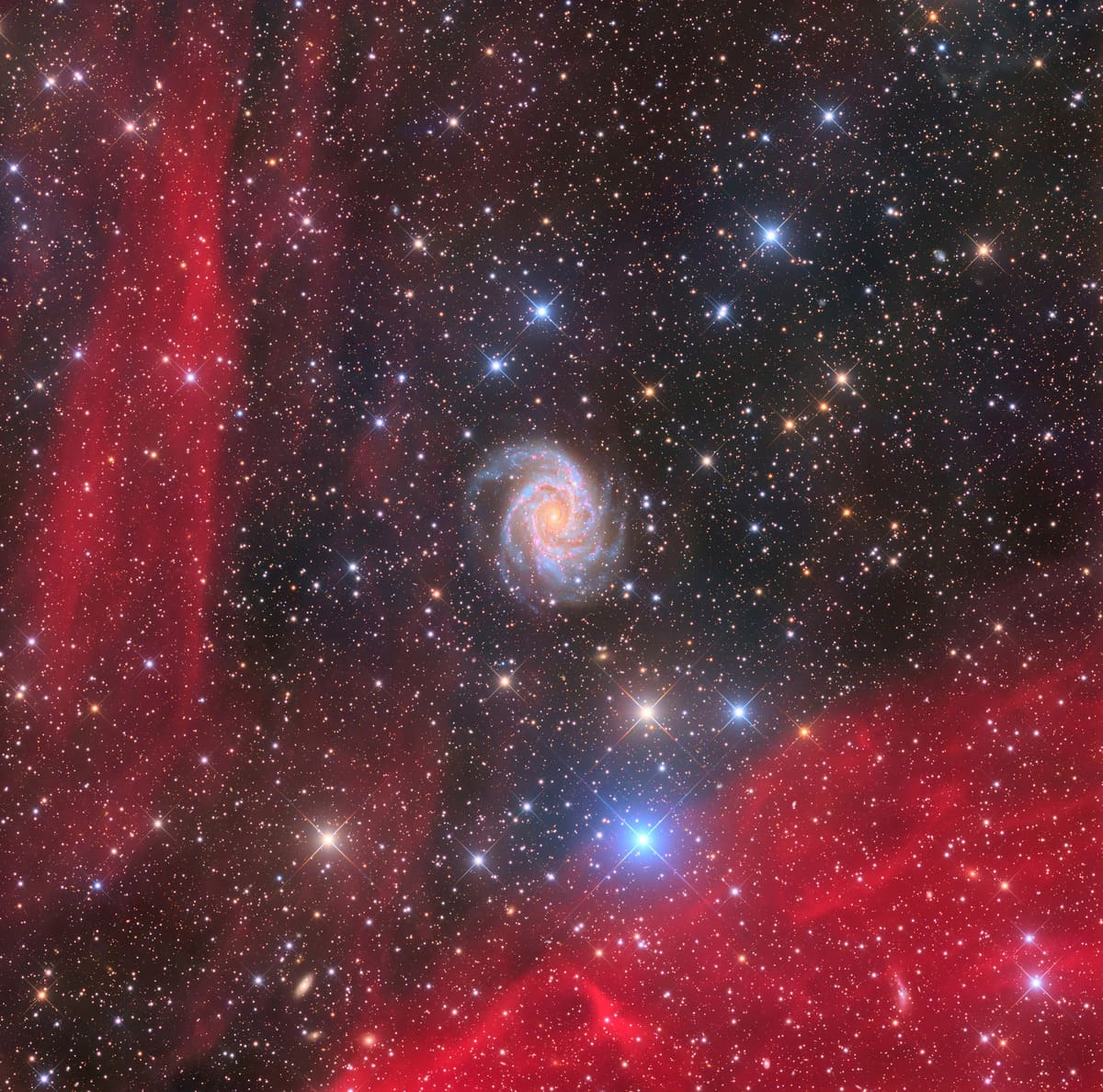 NGC 2997 — спиральная галактика с перемычкой в созвездии Насос / © Xinran Li