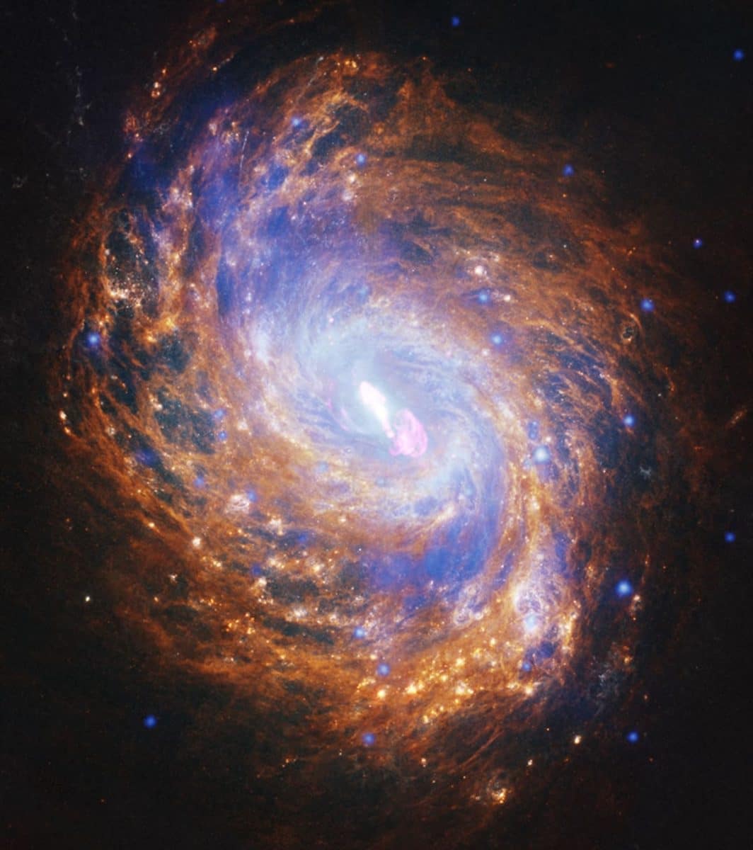 Спиральная галактика NGC 1068, в центре которой находится сверхмассивная черная дыра, примерно вдвое превышающая по размерам черную дыру в центре Млечного Пути / © NASA