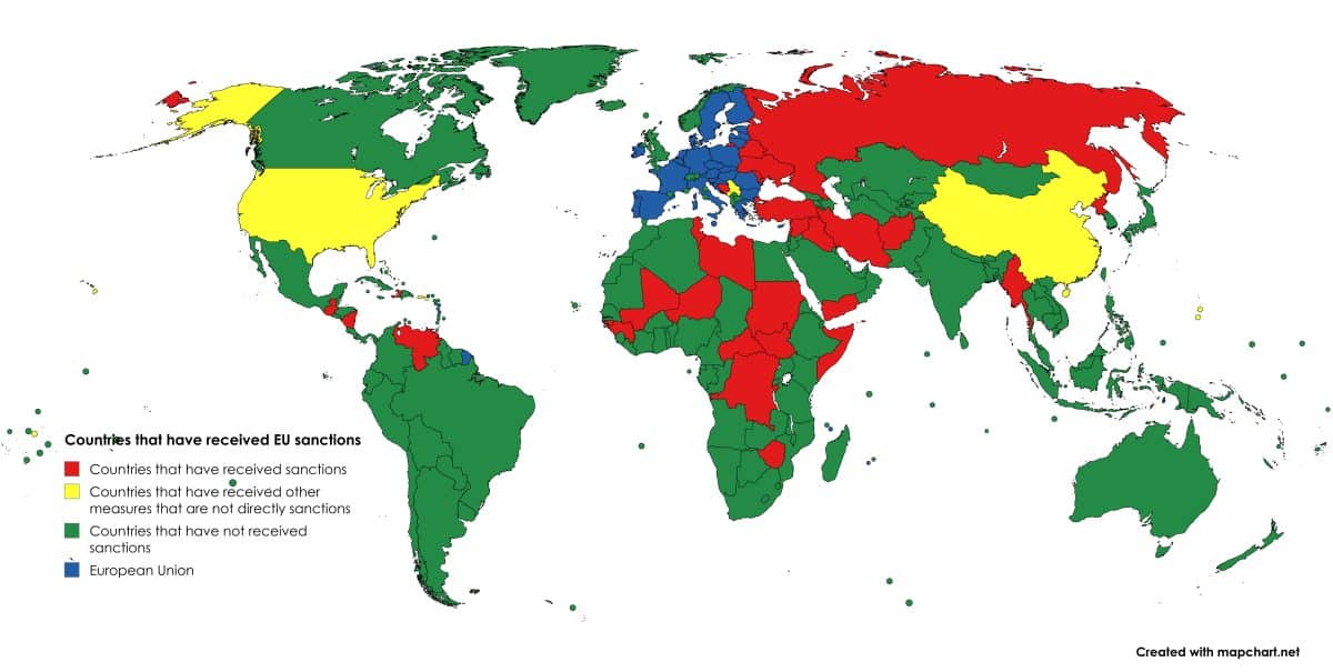 Карта санкций Европейского союза / © mapchart