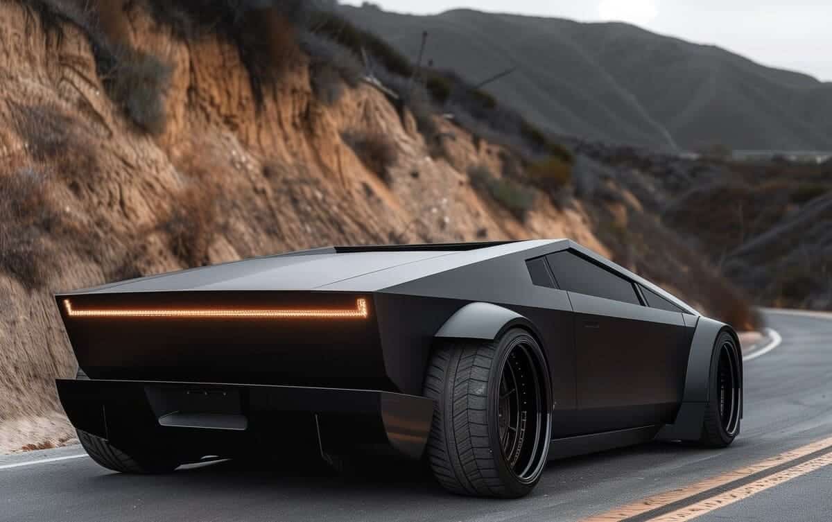 Неофициальное, художественное изображение Tesla Roadster в стиле Cybertruck / © SmokeAwayyy / X