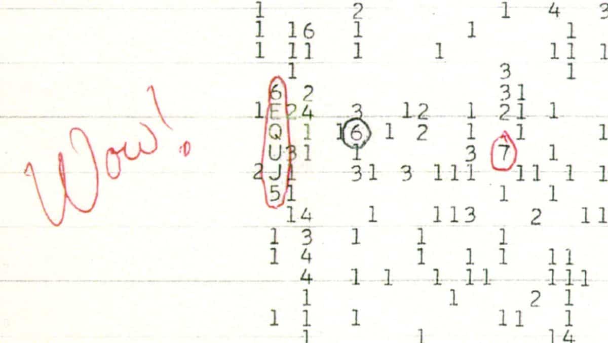 Запись о радиосигнале Wow!, полученном 15 августа 1977 года