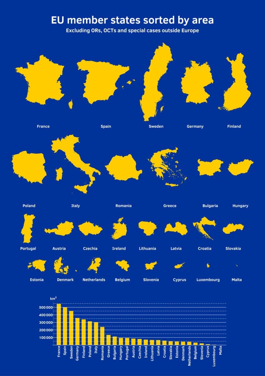 Сравнение стран Европейского союза по площади / © Informal_Car3267, MapPorn, Reddit
