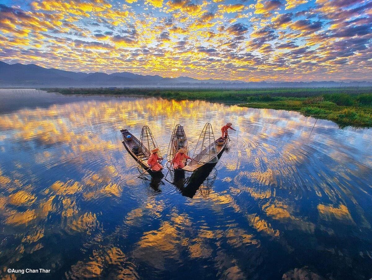 Восход солнца над озером Инле в Мьянме / © Aung Chan Thar