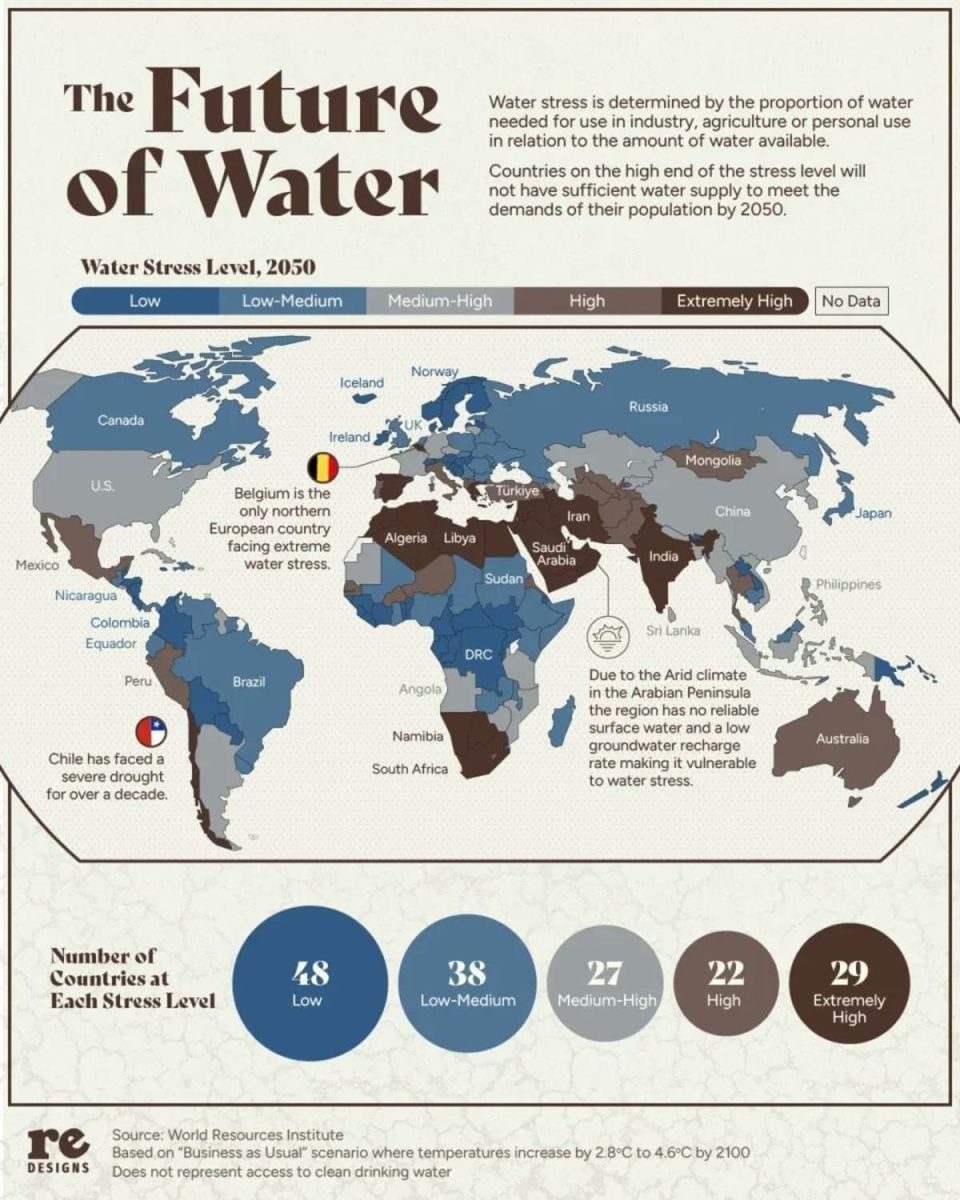 Карта: страны и территории, которым грозит водный дефицит к 2050 году / © Civixplorer