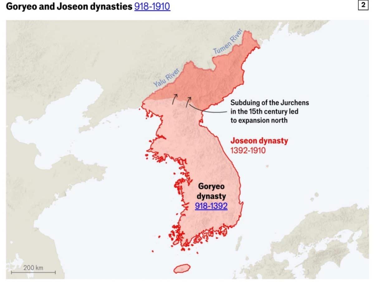 Территория династий Корё и Чосон / © The Times atlas of world history, R. Overy