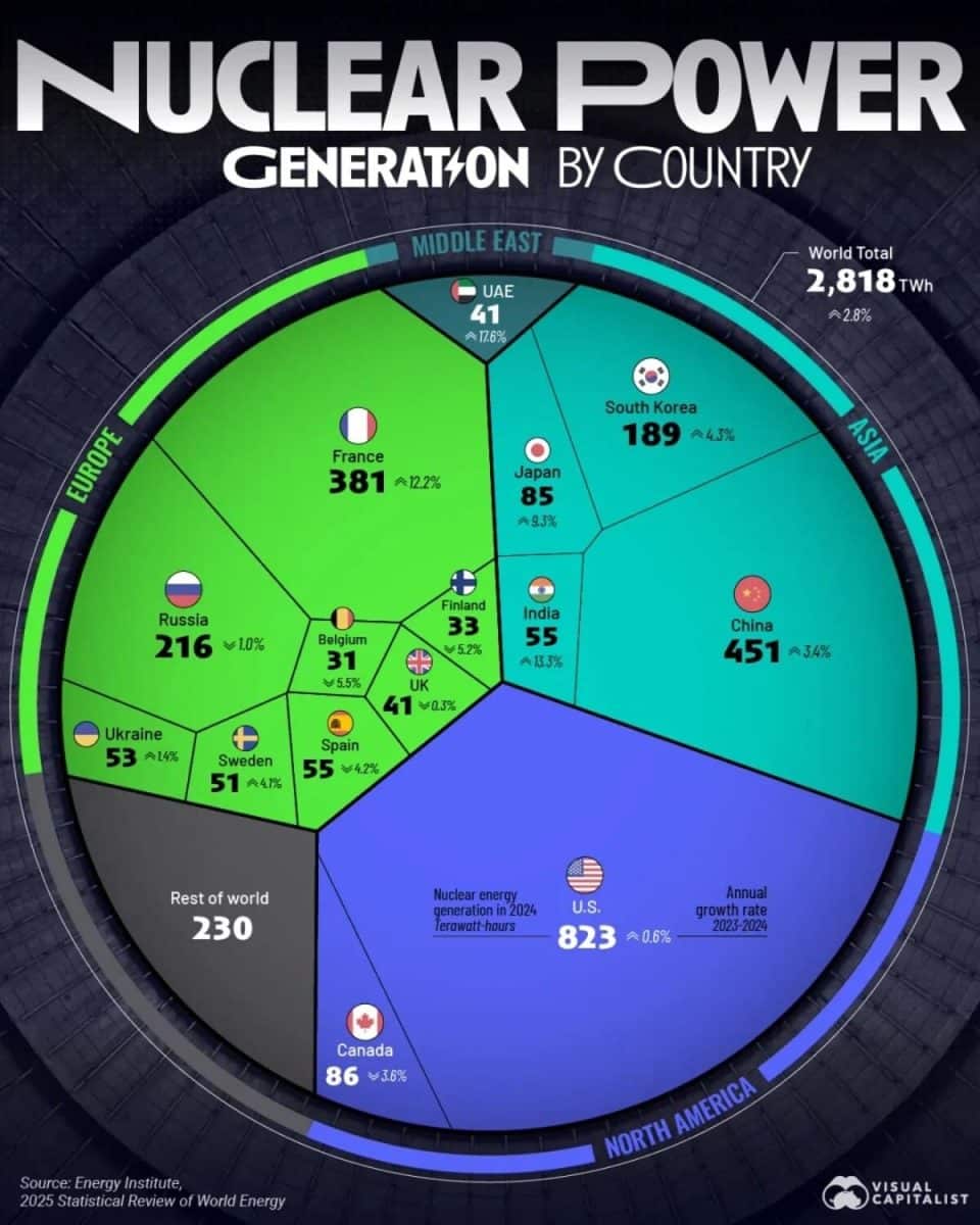 Рейтинг стран по производству атомной энергии / © Visualcapitalist