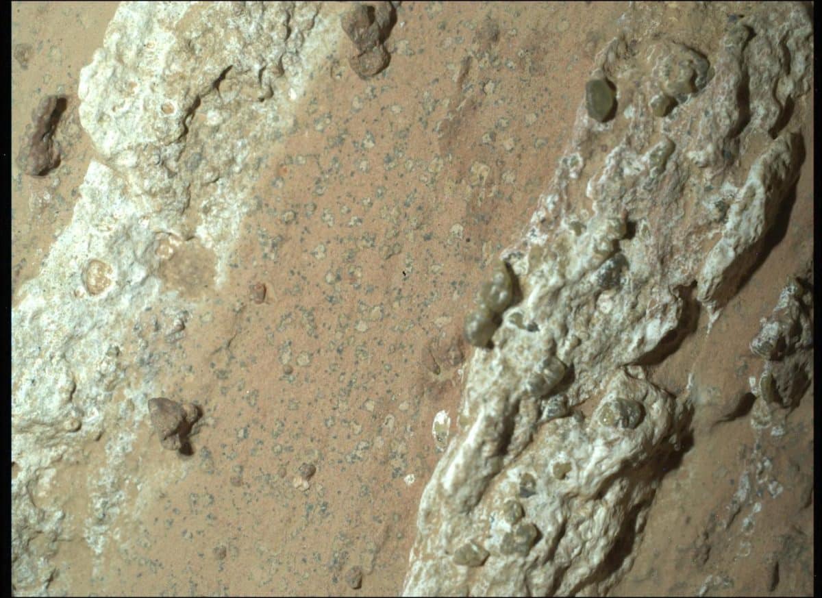 Обнаруженные марсоходом NASA Perseverance леопардовые пятна на скале Cheyava Falls / © NASA