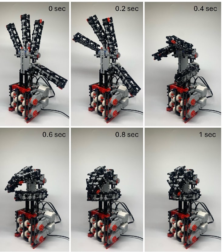 Роборука полностью построена из стандартных деталей LEGO / © Nathan Lepora / arXiv