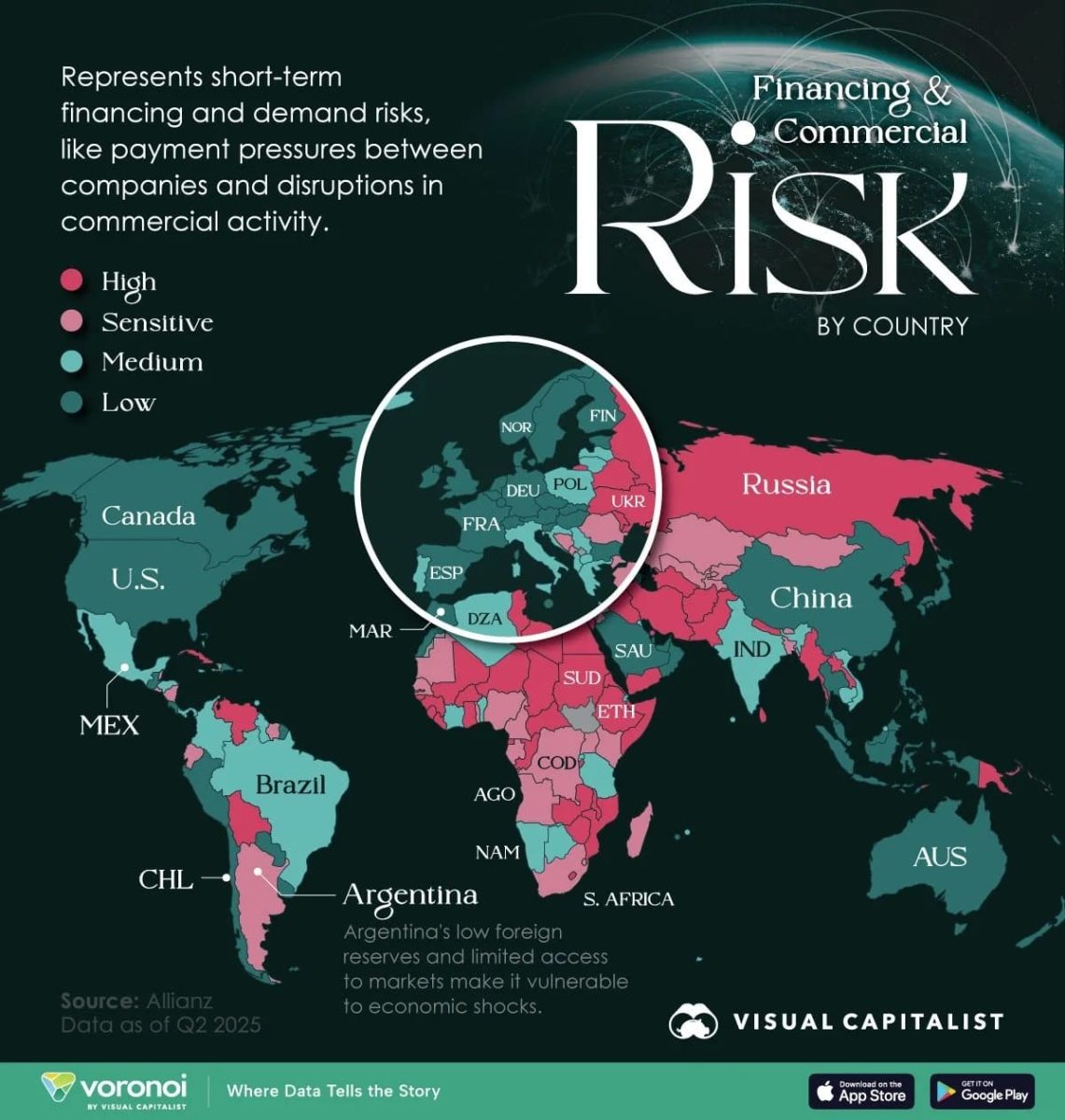 Карта мирового финансового риска на 2025 год / © Visualcapitalist