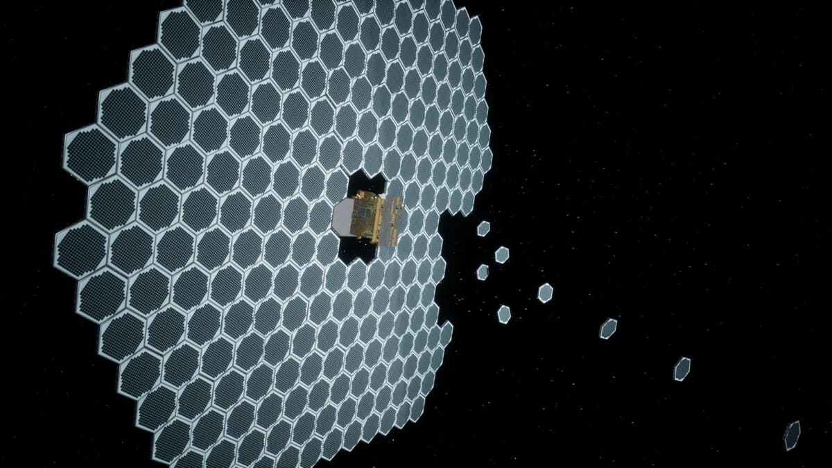 Художественное изображение самособирающихся солнечных панелей в космосе / © Rendezvous Robotics