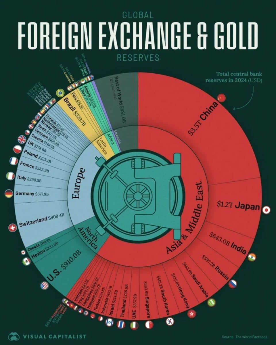 Топ-50 стран по резервам центральных банков / © Visualcapitalist