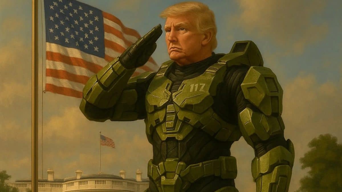 Сгенерированное искусственным интеллектом изображение Дональд Трамп в образе Мастера Чифа / © White House, соцсеть X