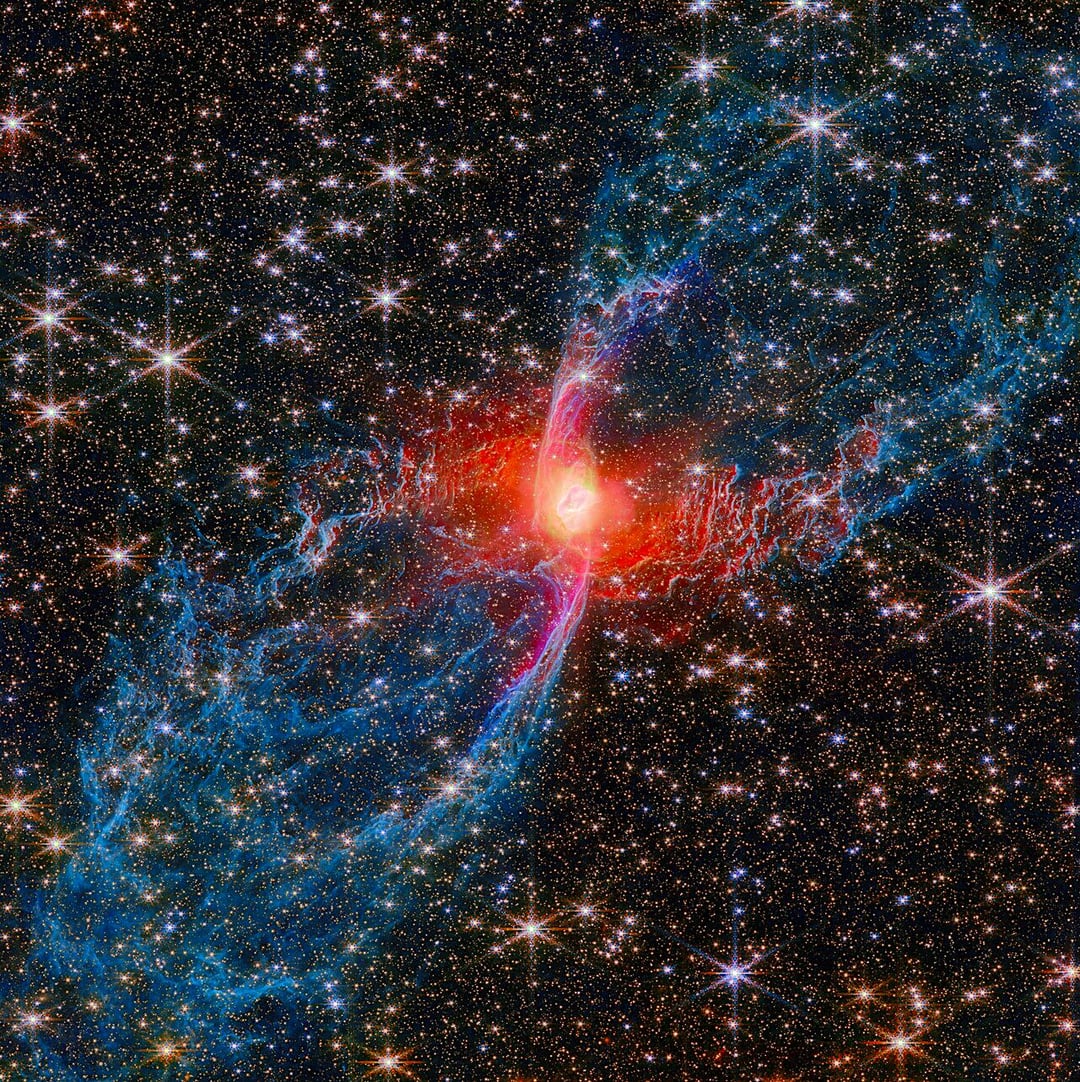 Снимок туманности «Красный Паук», сделанный телескопом «Джеймс Уэбб» / © ESA/Webb, NASA & CSA, J. H. Kastner