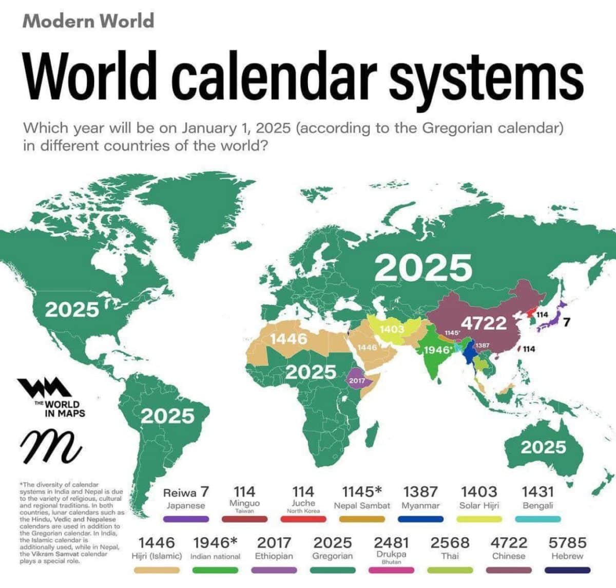 Инфографика: в каком году живут страны мира / © World in maps