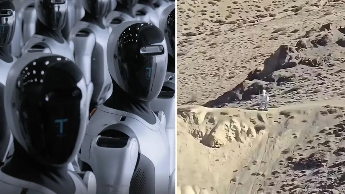 Робот Walker S2 и фрагмент из вирусного видеоролика / © UBTech Robotics / Х