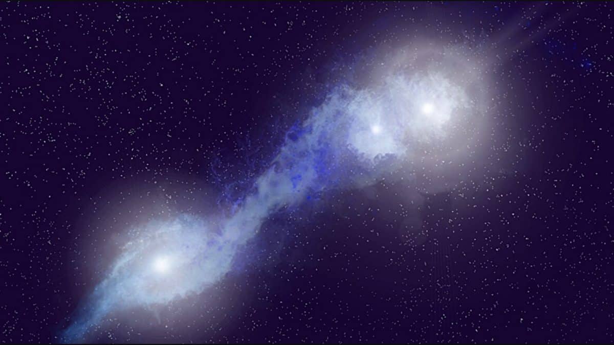 Астрономы впервые зафиксировали слияние трех галактик с активными ядрами