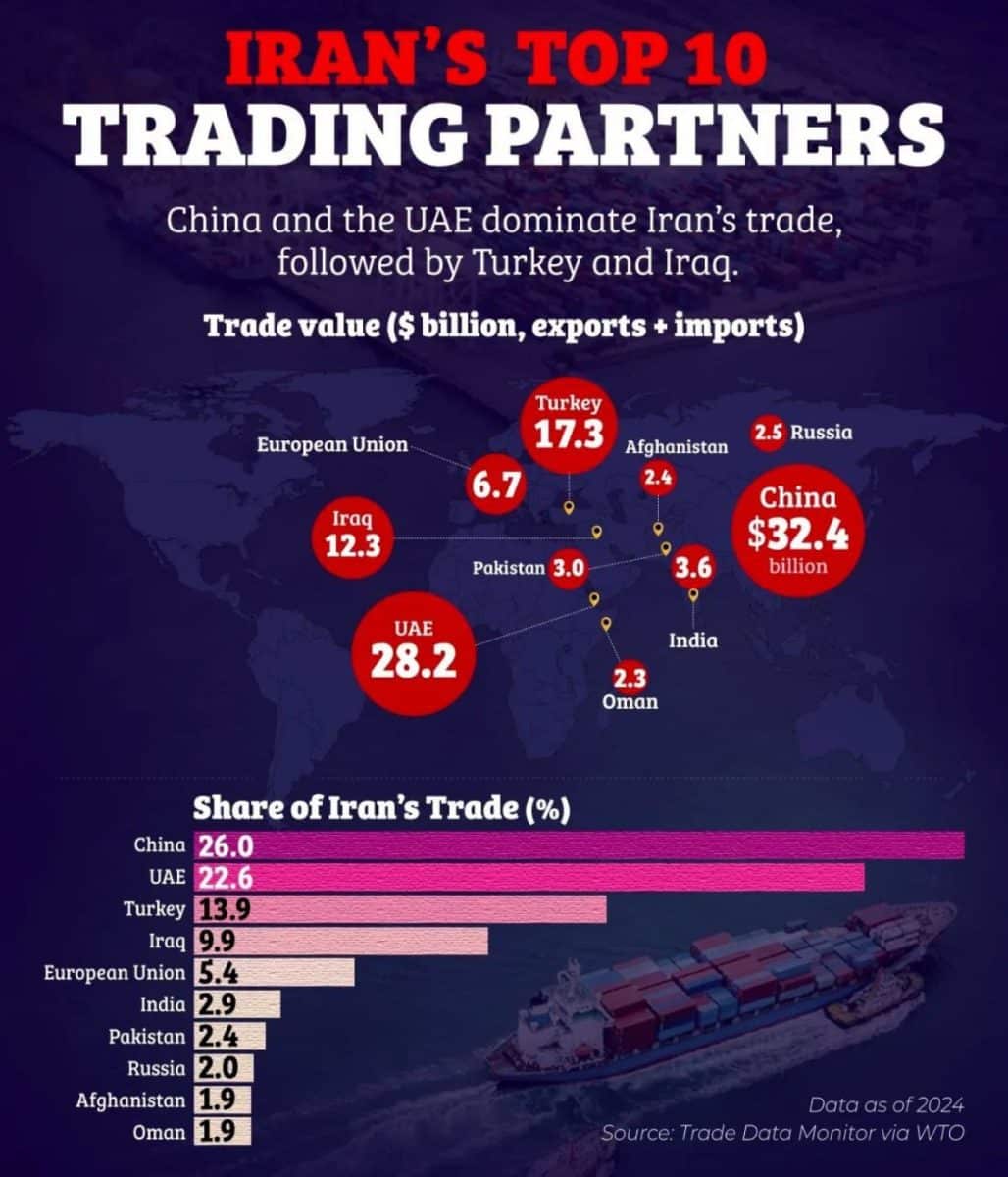 Инфографика: 10 основных торговых партнеров Ирана / © sharmaj, Voronoi
