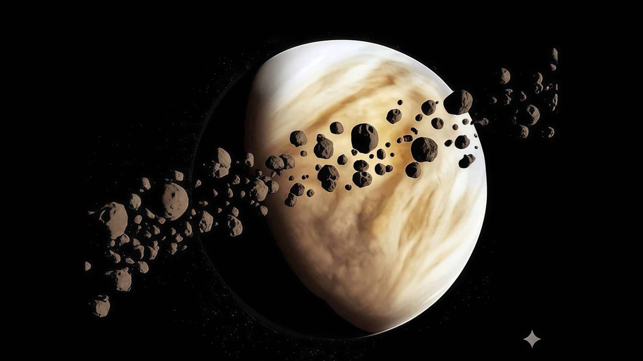 Венера и ее ко-орбитальные астероиды в представлении художника