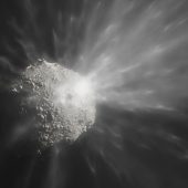 Последствия столкновения аппарата DART с астероидом Диморф в представлении художника