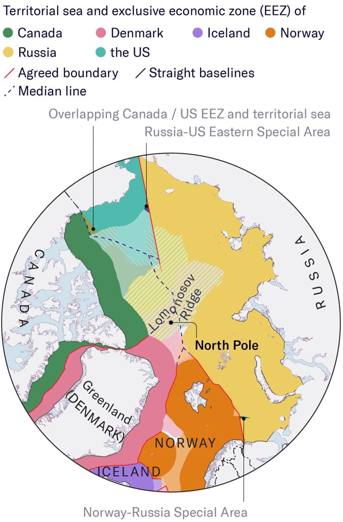 Затененные области относятся к континентальным шельфам за пределами 200 морских миль / © IBRU