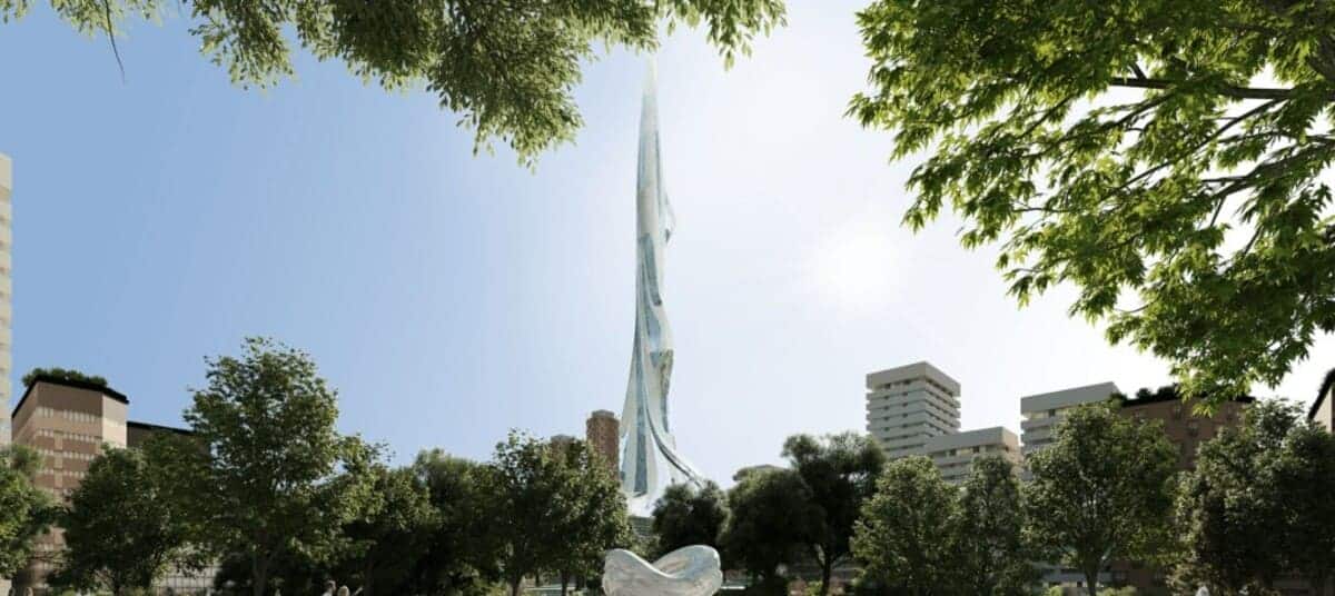 Рендер двухкилометровой башни Rise Tower / © Saudi Arabia Holding Co.