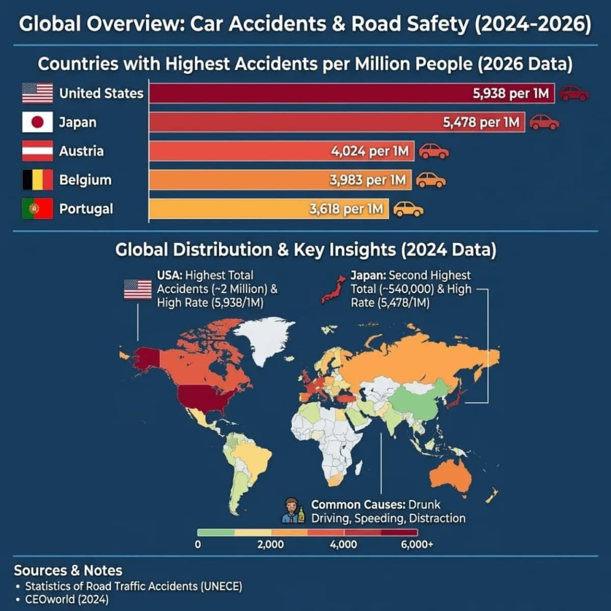 Инфографика: в каких странах чаще всего происходят аварии на дорогах /&nbsp;© Reddit