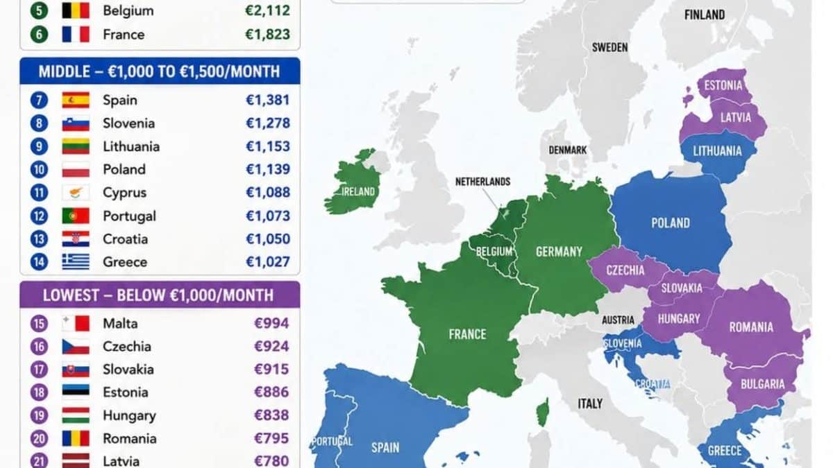 Минимальная зарплата в Европе: разрыв между странами достигает 2000 евро