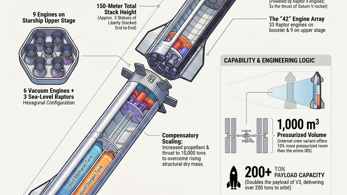 Starship V4: Илон Маск раскрыл детали самой большой ракеты в истории