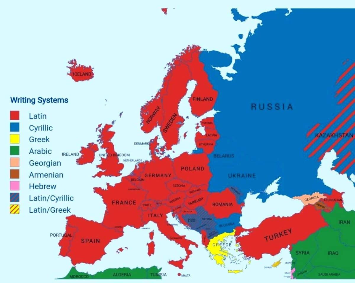 Система письма в Европе и соседних странах / © Reddit