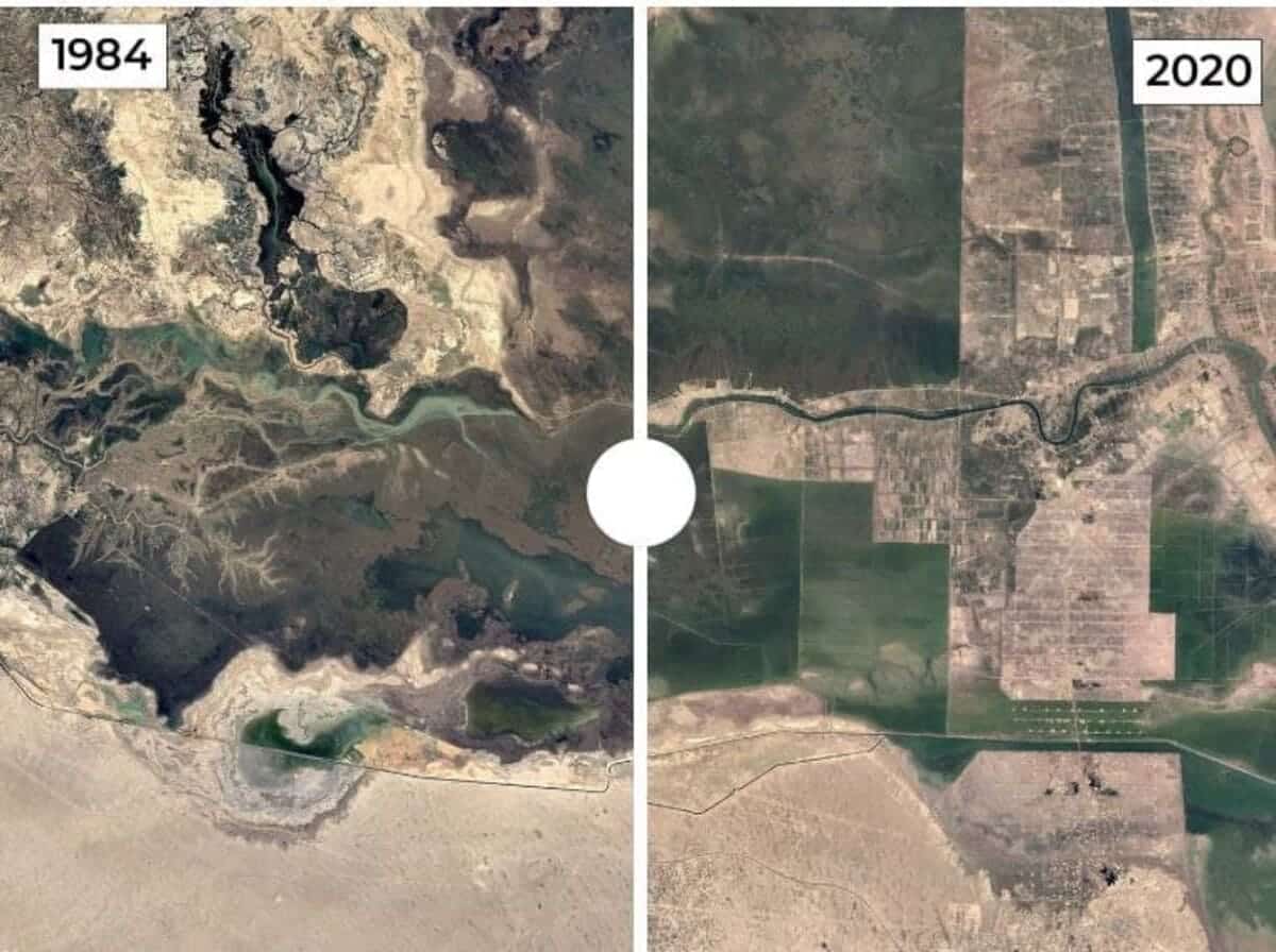 Болота Аль-Чибайиш, Ирак / © Google Earth