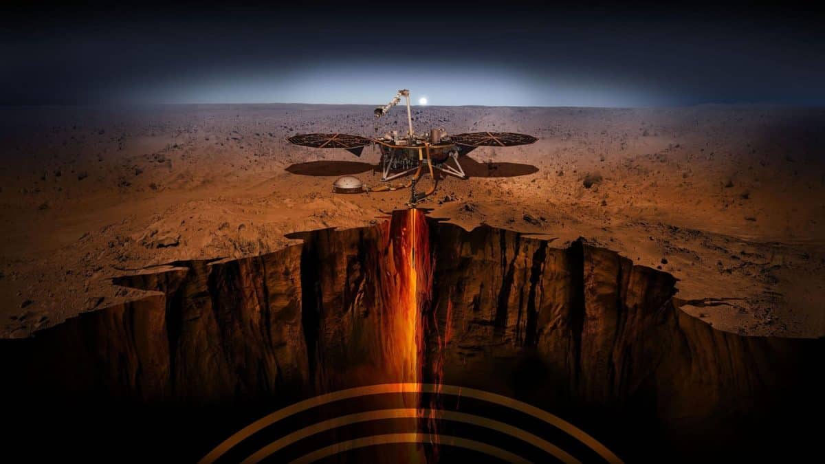 Художественная иллюстрация работы зонда Mars InSight