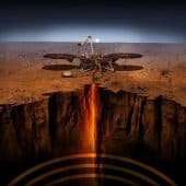 Художественная иллюстрация работы зонда Mars InSight